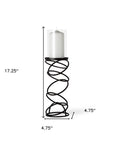 17" Black Geometric Glass And Metal Tabletop Pillar Candle Holder