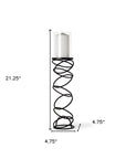 21" Black Geometric Glass And Metal Tabletop Pillar Candle Holder