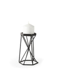8" Black Distressed Geometric Metal Tabletop Dish Candle Holder