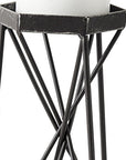 8" Black Distressed Geometric Metal Tabletop Dish Candle Holder