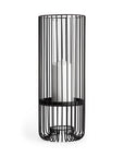 17" Black Abstract Metal And Glass Tabletop Hurricane Candle Holder