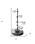 17" Black Distressed Abstract Metal Tabletop Tealight Candle Holder