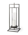 24" Black Geometric Metal Tabletop Lantern Candle Holder