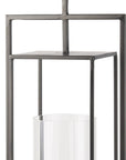 24" Black Geometric Metal Tabletop Lantern Candle Holder