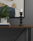 13" Black Metal Tabletop Pillar Candle Holder