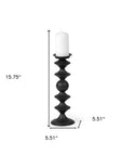 16" Black Metal Tabletop Pillar Candle Holder