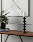 16" Black Metal Tabletop Pillar Candle Holder