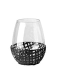8" Black Woven Metal And Glass Tabletop Hurricane Candle Holder