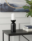 9" Black Metal Tabletop Pillar Candle Holder
