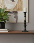12" Black Glass Tabletop Taper Candlestick