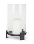 14" Black Metal Abstract Tabletop Hurricane Candle Holder