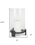 14" Black Metal Abstract Tabletop Hurricane Candle Holder