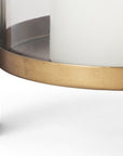 12" Gold Geometric Glass And Metal Tabletop Hurricane Candle Holder