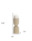 9" Beige Metal Tabletop Pillar Candle Holder