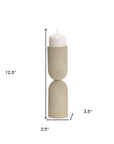 13" Beige Metal Abstract Tabletop Candle Holder