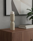 13" Beige Metal Abstract Tabletop Candle Holder