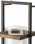 20" Black And Bronze Distressed Geometric Glass And Iron Wall Sconce Candle Holder