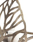 8" Champagne Distressed Botanical Leaf Iron Wall Sconce Candle Holder