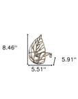 8" Champagne Distressed Botanical Leaf Iron Wall Sconce Candle Holder