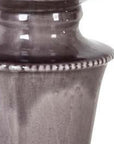 14" Gray Distressed Ornate Ceramic Tabletop Pillar Candle Holder