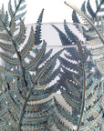 11" Green And Gold Distressed Botanical Leaf Metal Tabletop Hurricane Candle Holder