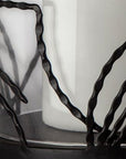 Set of Two Black Botanical Leaf Glass And Metal Tabletop Hurricane Candle Holders