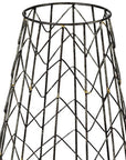 16" Gold Distressed Lattice Metal Tabletop Lantern Candle Holder