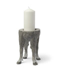 9" Gray Distressed Abstract Ceramic Tabletop Pillar Candle Holder
