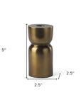 5" Gold Metal Tabletop Taper Candlestick
