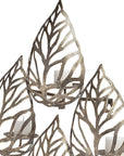 18" Champagne Distressed Botanical Leaf Iron Wall Sconce Candle Holder