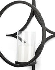 6" Black Quatrefoil Metal And Glass Wall Sconce Candle Holder