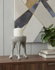 7" Gray Distressed Abstract Ceramic Tabletop Pillar Candle Holder