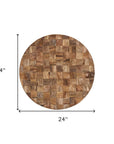 Into the Abyss II 24" X 24" Brown Geometric Wood Circle Hanging Dimensional Sculpture