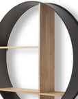 36" Black And Brown Metal And Wood Circular Multi Tier Shelf