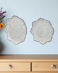 Set of Two Miranda Silver Flower Mandala Metal Hanging Dimensional Sculpture
