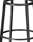 30" Black Distressed Geometric Metal And Glass Lantern Candle Holder