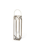 30" Gold Distressed Geometric Metal Tabletop Lantern Candle Holder