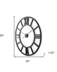 30" Black Iron Analog Round Wall Clock