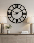 30" Black Iron Analog Round Wall Clock