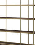 82" Antiqued Brass And Brown Distressed Metal and Solid Wood Four Tier Bookcase with Four Doors