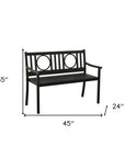 45" Black Metal Geometric Back Garden Patio Bench