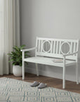 45" White Metal Garden Patio Bench