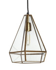 Clear And Gold Single Metal Dimmable Ceiling Light With Clear Shades