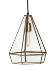 Clear And Gold Single Metal Dimmable Ceiling Light With Clear Shades