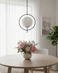 Black And White Single Metal Dimmable Ceiling Light With White Shades