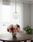 Gold And White Single Metal Dimmable Ceiling Light With White Shades