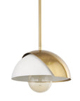 Brass And White Single Metal Dimmable Ceiling Light With White Shades