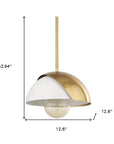 Brass And White Single Metal Dimmable Ceiling Light With White Shades