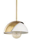 Brass And White Single Metal Dimmable Ceiling Light With White Shades