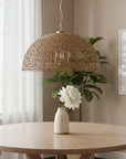 Brown Single Rattan Dimmable Ceiling Light With Brown Shades